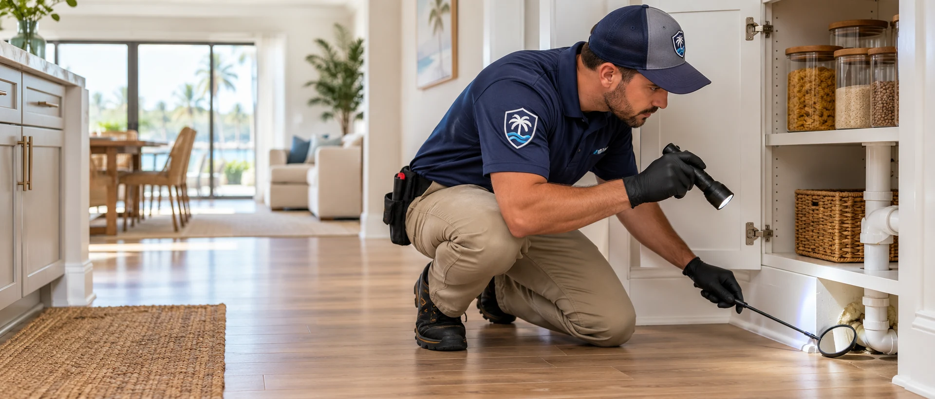 Technician preparing a careful rodent removal assessment